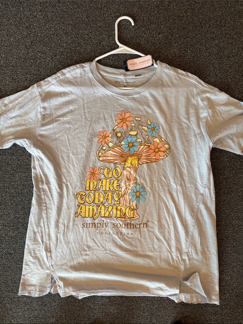 Simply Southern Light Blue 'Go Make Today Amazing' Mushroom Graphic Tee